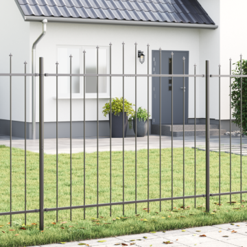 Vidaxl Garden Fence With Hoop Top Grey 10.2x1.25 M Steel