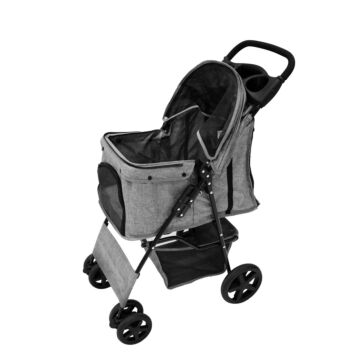 Pet Stroller With Rain Cover - Woven Grey