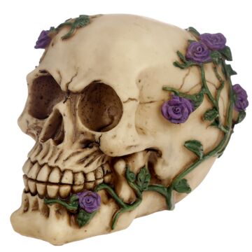 Gothic Skull Decoration With Purple Roses