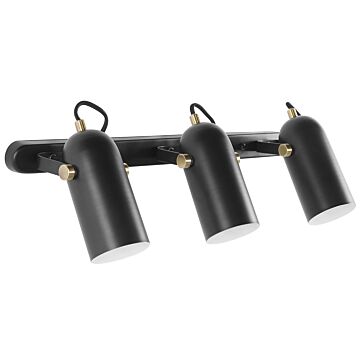 Wall Lamp Black Metal 3 Light Spotlight Shade Adjustable Industrial Home Office Beliani