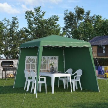 Outsunny Pop Up Gazebo With 2 Sides, Slant Legs And Carry Bag, Height Adjustable Uv50+ Party Tent Event Shelter, Green