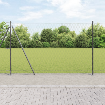 Vidaxl Hexagon Fence Grey 1.4x10 M Steel, Vidaxl Fence Posts With Base Plates 7 Pcs Ø32mm 78,5cm Galvanised Steel