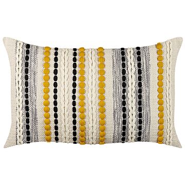 Decorative Cushion Multicolour Cotton 40 X 60 Cm Thick Filling Modern Boho Decor Beliani