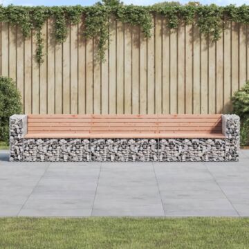Vidaxl Garden Bench Gabion Design 347x71x65.5 Cm Solid Wood Douglas