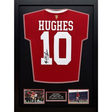 Manchester United Fc 1985 Hughes Signed Shirt (framed)