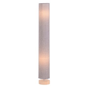 Homcom 120h Cm Wooden Base Fabric Floor Lamp With Linen Fabric, Grey