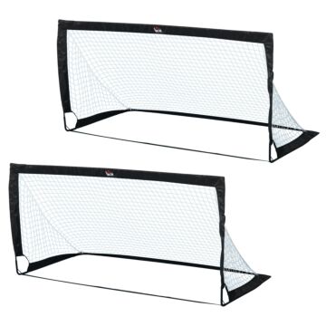 Homcom Steel Frame Weather Resistant Football Goal Sports Black