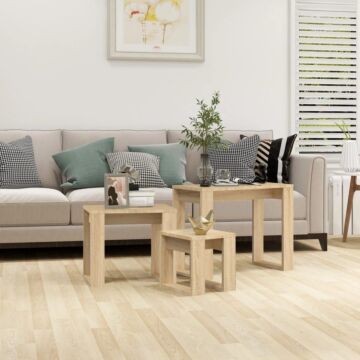 Vidaxl Nesting Tables 3 Pcs Sonoma Oak Engineered Wood