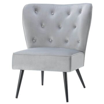 Thames Velvet Dining Chair Grey With Black Metal Legs