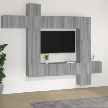 Vidaxl 9 Piece Tv Cabinet Set Grey Sonoma Engineered Wood