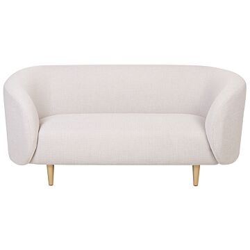 2 Seater Sofa Beige Polyester Fabric Gold Legs Soft Retro Glam Art Decor Style Beliani