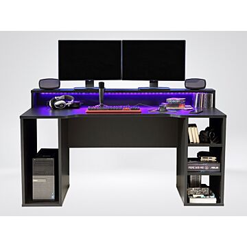 Flair Power X Black Computer Gaming Desk With Colour Changing Led Lights