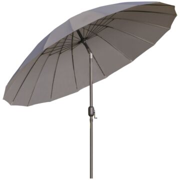 Outsunny Garden Umbrella Ф255cm Table Parasol With Push Button Tilt Crank And Ribs For Garden Lawn Backyard Pool Dark Grey