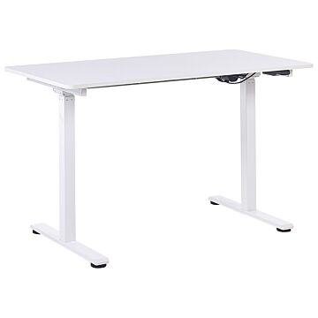 Electrically Adjustable Desk White Tabletop Powder Coated Steel Frame Sit And Stand 120 X 60 Cm Modern Design Beliani