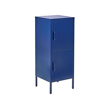 2 Door Storage Cabinet Navy Blue Metal Home Office Unit Steel 4 Shelves Beliani