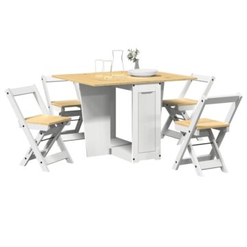 Vidaxl 5 Piece Butterfly Dining Set Corona Foldable White Pinewood