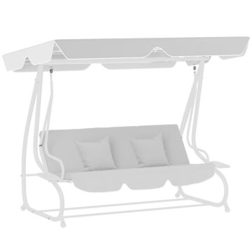 Outsunny Garden Swing Canopy Replacement 3 Seater, Waterproof Garden Swing Seat Canopy Cover, Windproof Anti-uv Sun Shade (canopy Only) For Patio, Balcony, Light Grey