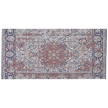 Area Rug Multicolour Polyester And Cotton 80 X 150 Cm Oriental Pattern Distressed Effect Living Room Bedroom Beliani