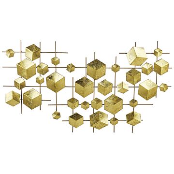 Wall Decor Gold Iron Metal Sculpture Geometric Wall Art Cubes Glam Modern Accessory Beliani