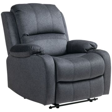 Homcom Microfibre Manual Reclining Armchair, With Footrest - Black