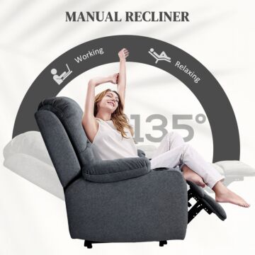 Homcom Microfibre Manual Reclining Armchair, With Footrest - Black