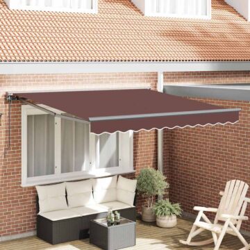 Vidaxl Retractable Awning Manual Brown 350x250 Cm