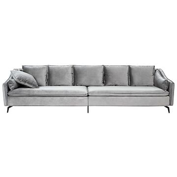 Sofa Light Grey Velvet 4 Seater Extra Cushions Modern Glamour Living Room Furniture Beliani