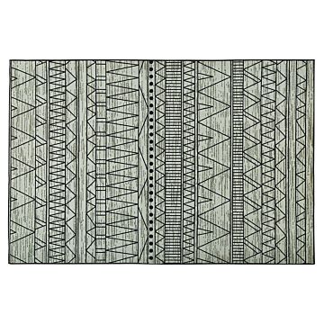 Rug Black And Grey Polyester 160 X 230 Cm Low Pile Geometric Pattern Beliani