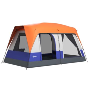 Outsunny Seven-man Camping Tent, With Small Rainfly And Accessories - Orange