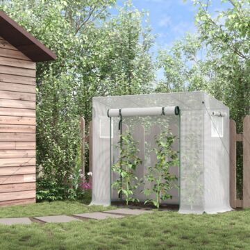 Outsunny 200x76x168cm Walk-in Garden Greenhouse Patio Lean To Hot House, Plants Flowers Herbs Tomato Grow W/ Steel Frame Door Window Balcony Patio