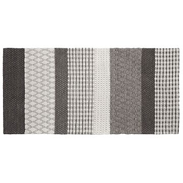 Area Rug Grey 80 X 150 Cm Wool Living Room Home Office Patches Beliani