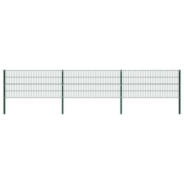 Vidaxl Fence Panel With Posts Iron 5.1x0.8 M Green