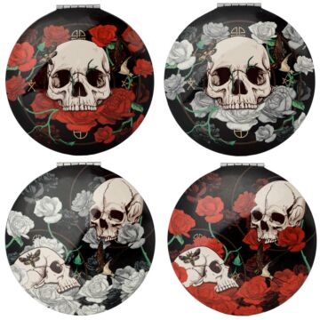 Compact Mirror - Skulls And Roses