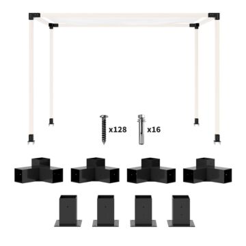Outsunny Pergola Kit, Diy Pergola Brackets With 3-way Pergola Corner Brackets And Post Base For 4" X 4" (actual 3.6" X 3.6") Lumber, 8 Pcs Includes Screws