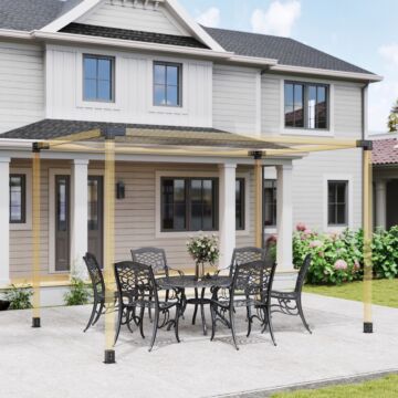 Outsunny Pergola Kit, Diy Pergola Brackets With 3-way Pergola Corner Brackets And Post Base For 4" X 4" (actual 3.6" X 3.6") Lumber, 8 Pcs Includes Screws