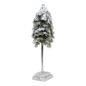 Medium Snowy Cedar Tree On Wood Block