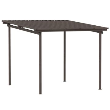 Outsunny 3 X 3(m) Garden Pergola With Waterproof Metal Roof, Lean To Pergola Hardtop Gazebo, Wind-resistant Outdoor Sun Shade, Easy To Assemble
