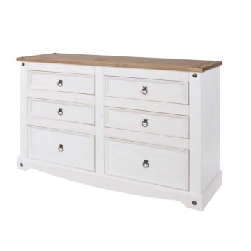 Corona White 3+3 Drawer Wide Chest