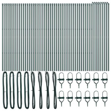 Vidaxl Fence Posts 52 Pcs Green Ø32 Mm 150 Cm Galvanised Steel