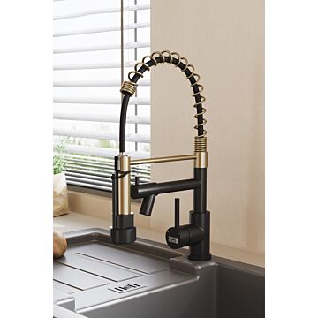 Stainless Steel Kitchen Faucet With Pull Down Spring Spout And Pot Filler