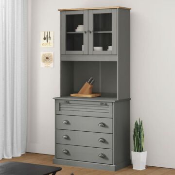 Vidaxl Highboard Vigo Grey 80x40x176 Cm Solid Wood Pine