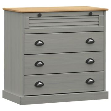 Vidaxl Highboard Vigo Grey 80x40x176 Cm Solid Wood Pine