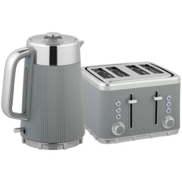 Homcom Electric Kettle And Toaster Set, 3000w 1.7l Uk Strix Thermostat Rapid Boil Jug Kettle With Limescale Filter, Cool Touch Body, 4 Slice Toaster With 7 Browning Controls, Crumb Tray, Tan