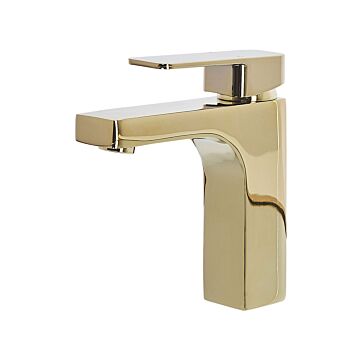 Basin Tap Gold Metal Bathroom Single Lever Glossy Finish Faucet Modern Beliani