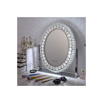 360° Rotation Vanity Oval Mirror With Lights 3 Color Lighting Modes Vanity Mirror