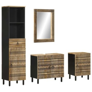 Vidaxl 4 Piece Bathroom Furniture Set Solid Wood Mango