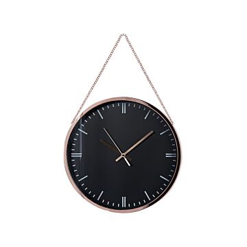 Wall Clock Black Copper Frame Synthetic Material Ø 30 Cm Modern Design Hanging Decor Beliani