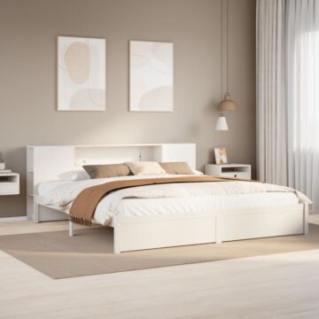 Vidaxl Bookcase Bed Without Mattress White 180x200cm Super King Solid Wood Pine