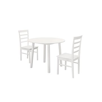 Pickworth Round Dining Set With 2 Upton Chairs White