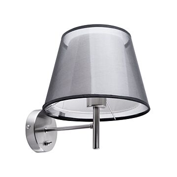 Wall Lamp Grey Fabric Bell Shade 28 Cm Shiny Glam Modern Beliani